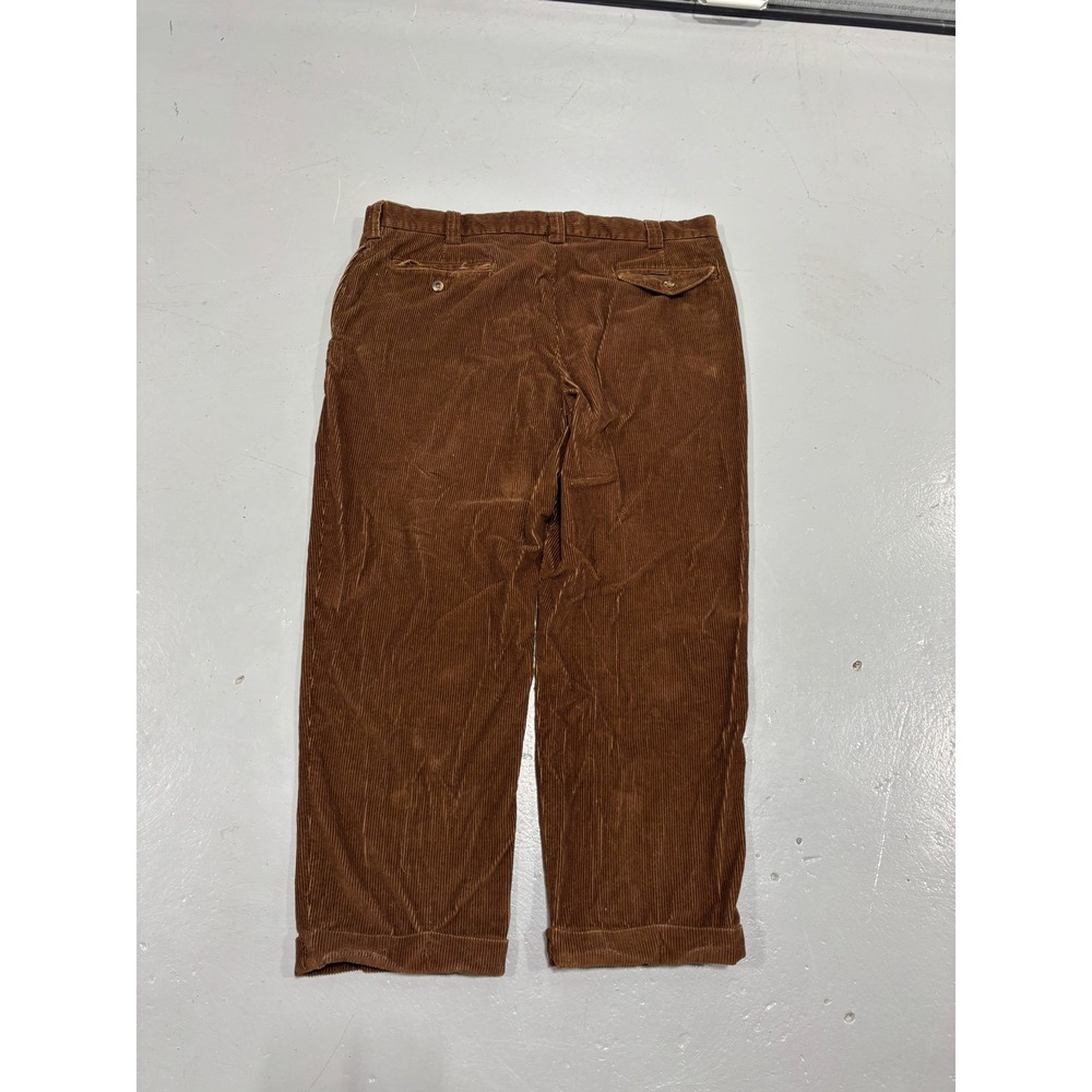 LL Bean Brown Corduroy Pants Mens 42W 100% Cotton Wide Wale Cuffed Trousers - Picture 5 of 5